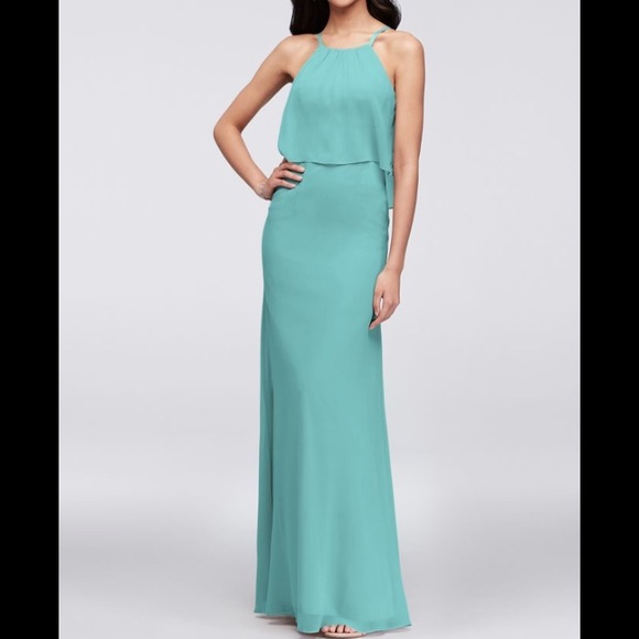 David’s Bridal Junior Bridesmaid Dress Steel Blue - Picture 7 of 8